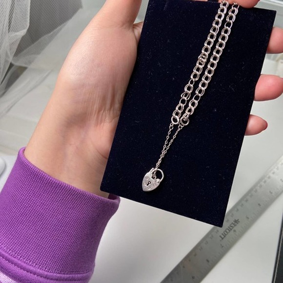 Vintage Sterling Silver Heart Clasp Lock Padlock Charm Bracelet LOCKET - Picture 4 of 8